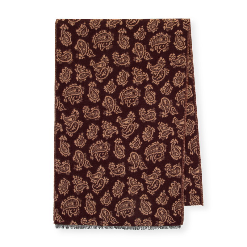Męski szal we wzór paisley bordowo - beżowy 100-7M-004-X4 Męski szal we wzór paisley bordowo - beżowy 100-7M-004-X4