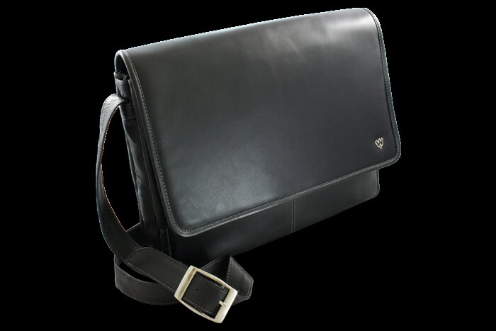 Čierna kožená taška na notebook 212-6118-60