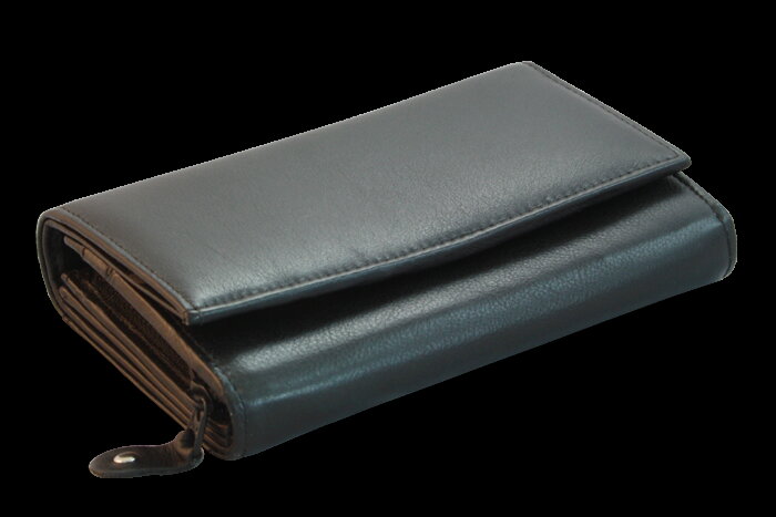 Čierna dámska kožená peňaženka s poklopom 511-4125-60